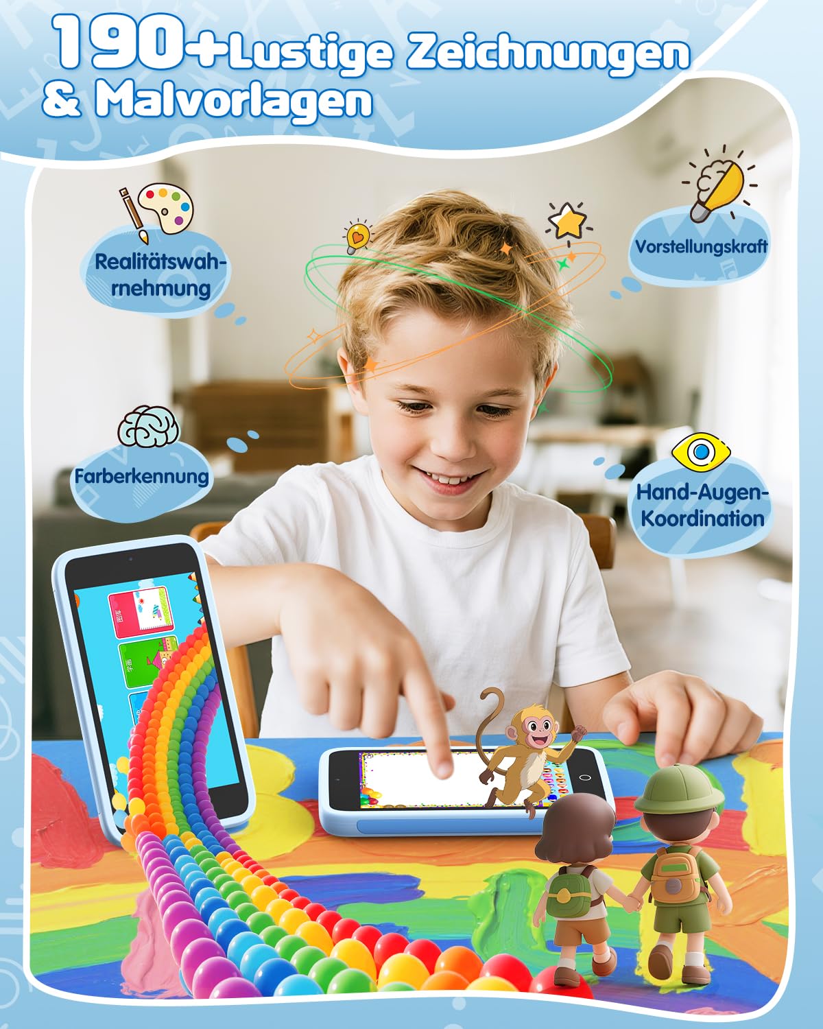 orantronx Kinder Handy Smartphone Spielzeug, 3.97" Kinderkamera Handy für Mädchen Jungen Geschenke ab 3 4 5 6 7 8-12 Jahre, Kinderhandy mit 200+ Lernspiele, Dualkamera, Kindersicherungs, MP3 Player