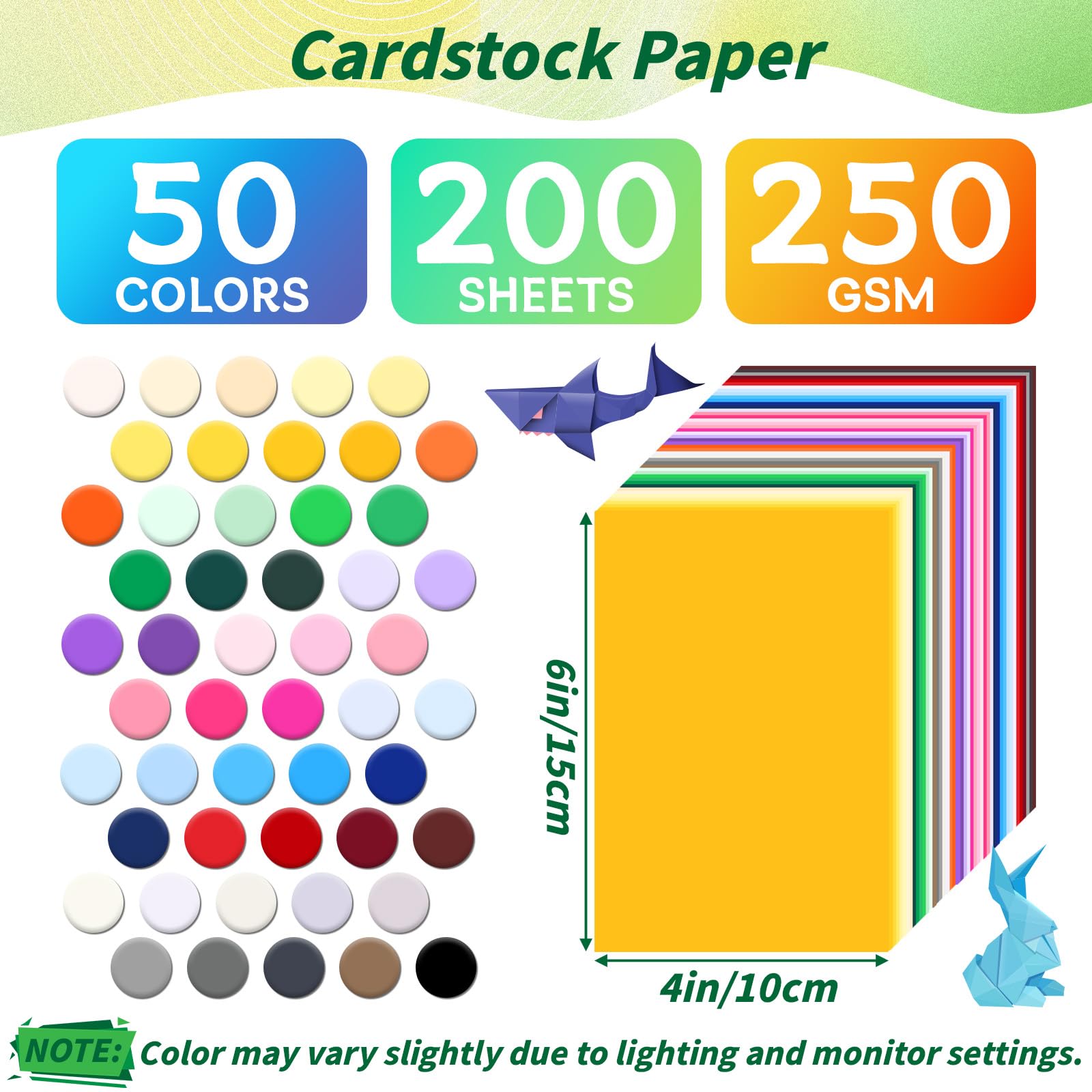 50 Colors 200 Pack Cardstock - Bulk Craft Paper -2