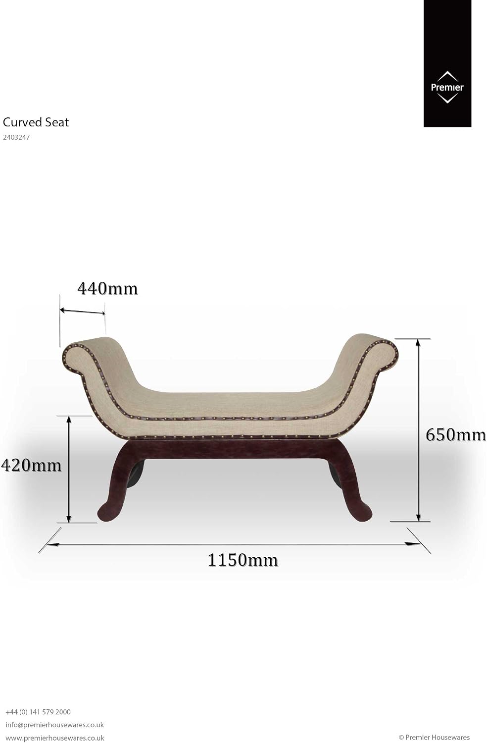 Premier Housewares Natural Linen Chaise Longue
