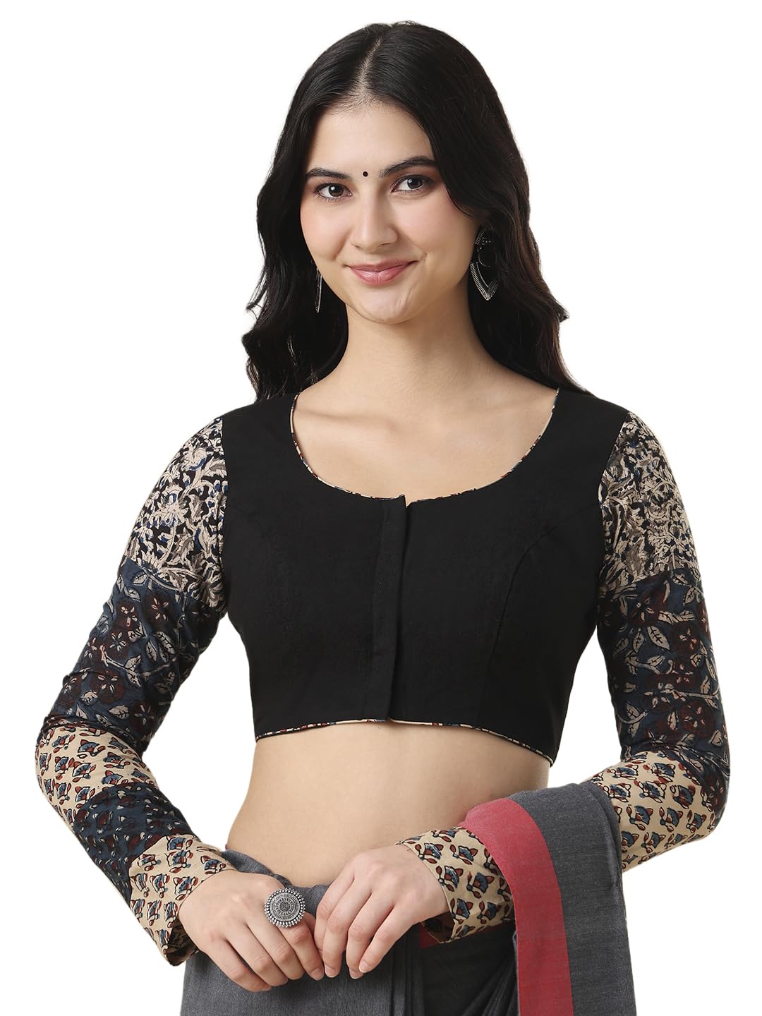salwar studio Pure Cotton Ajrakh Hand Block Printed Full Sleeves Readymade Blouse-picture-36