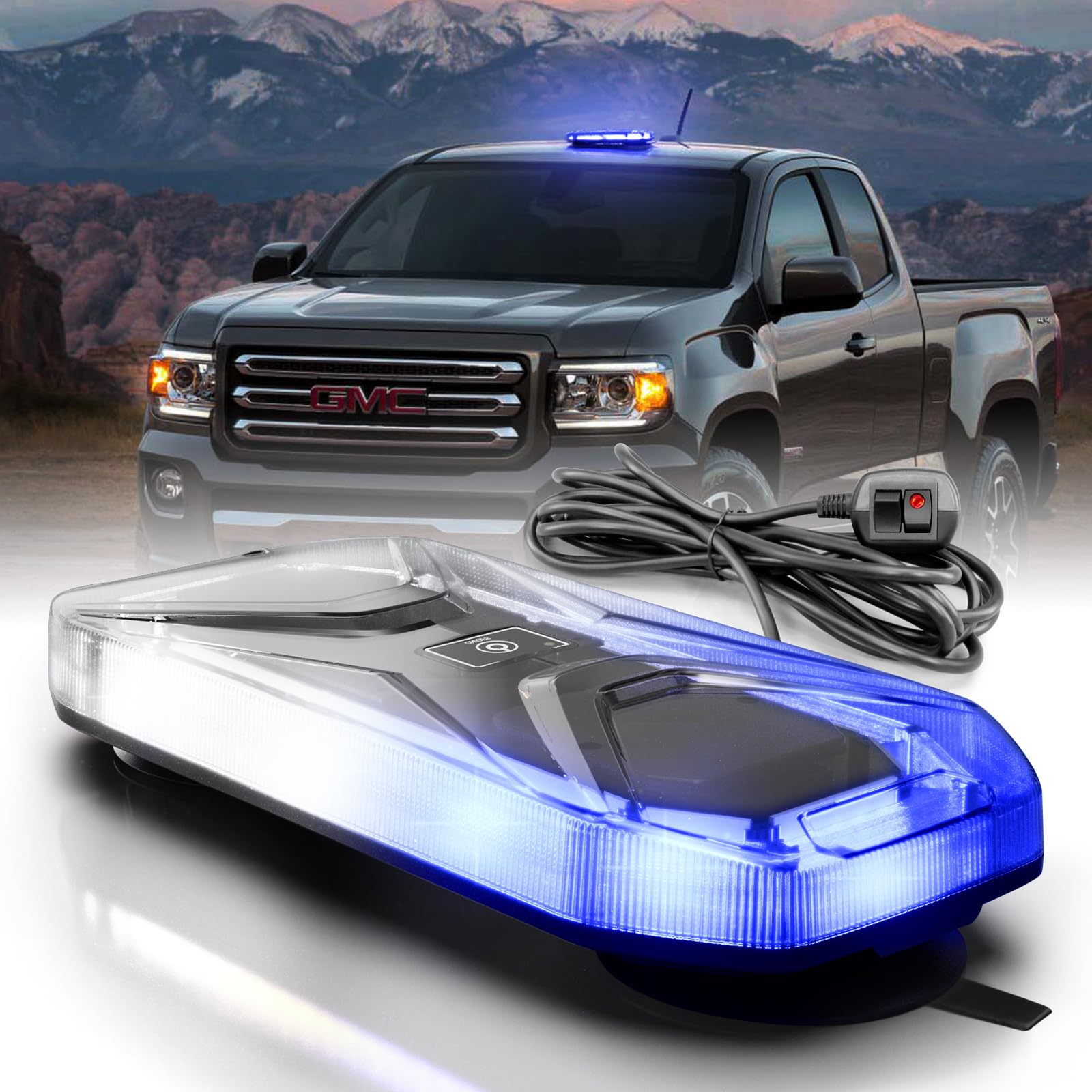Agrieyes W230M Blue/White LED Beacon Light, Magnetic Base Strobe Light