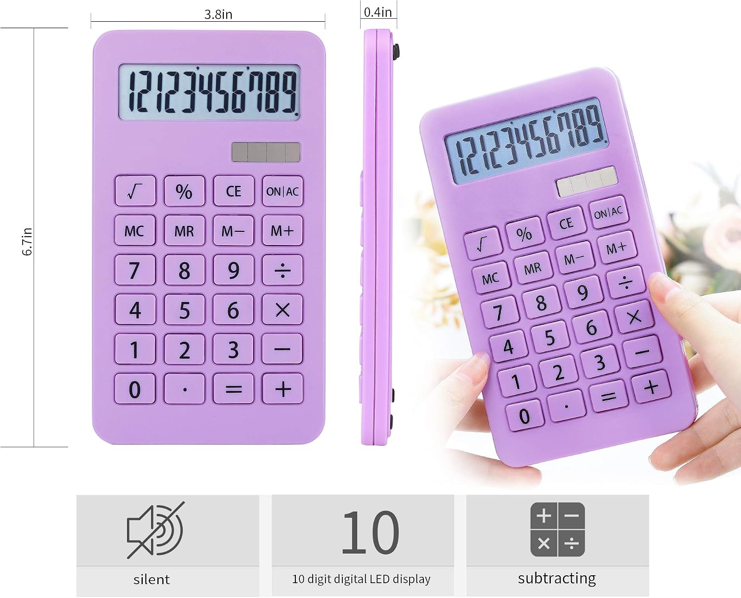 Basic Standard Calculator with 4 Function,Purple