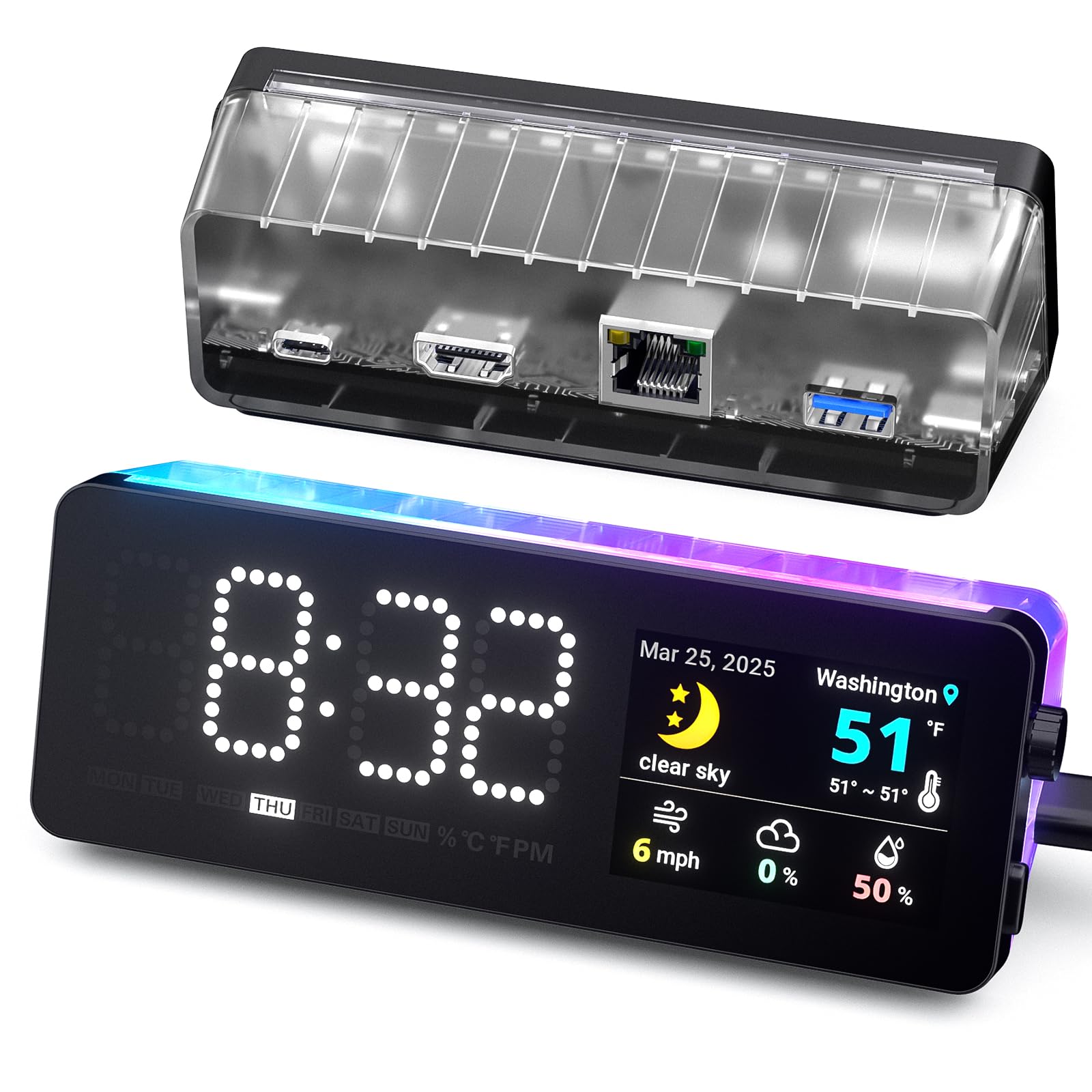 LTC Laptop Docking Station, 7-in-1 USB C Hub with Screen, Multiple Built-in Apps, Multiport Adapter with HDMI 4K@60Hz, 90W Power Delivery, USBC & USBA Data Ports, Dongle for MacBook, Dell, and More