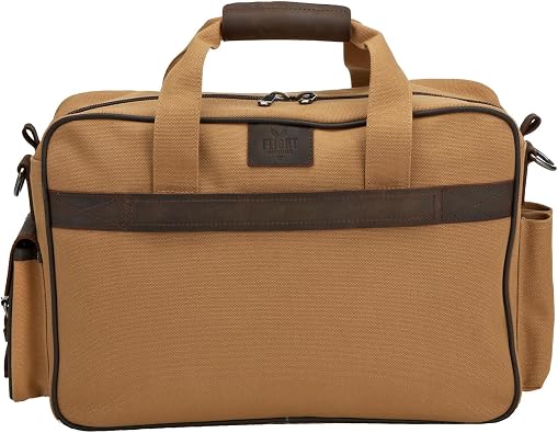 Flight Outfitters Bush Pilot Folio Flight Bag - Canvas/Leather Aviation Gear Organizer, Laptop & Travel Messenger Bag, Unisex