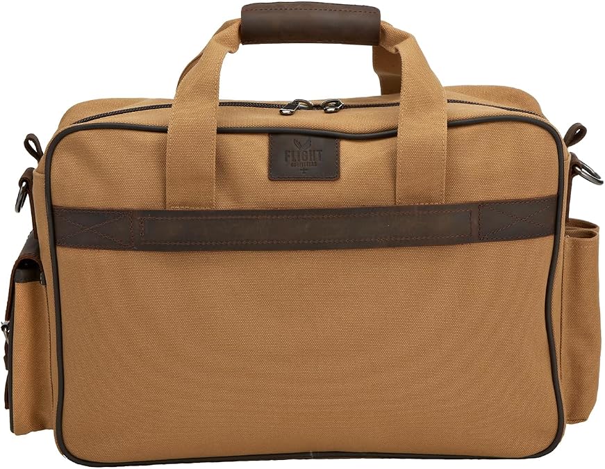 Flight Outfitters Bush Pilot Folio Flight Bag - Canvas/Leather Aviation Gear Organizer, Laptop & Travel Messenger Bag, Unisex