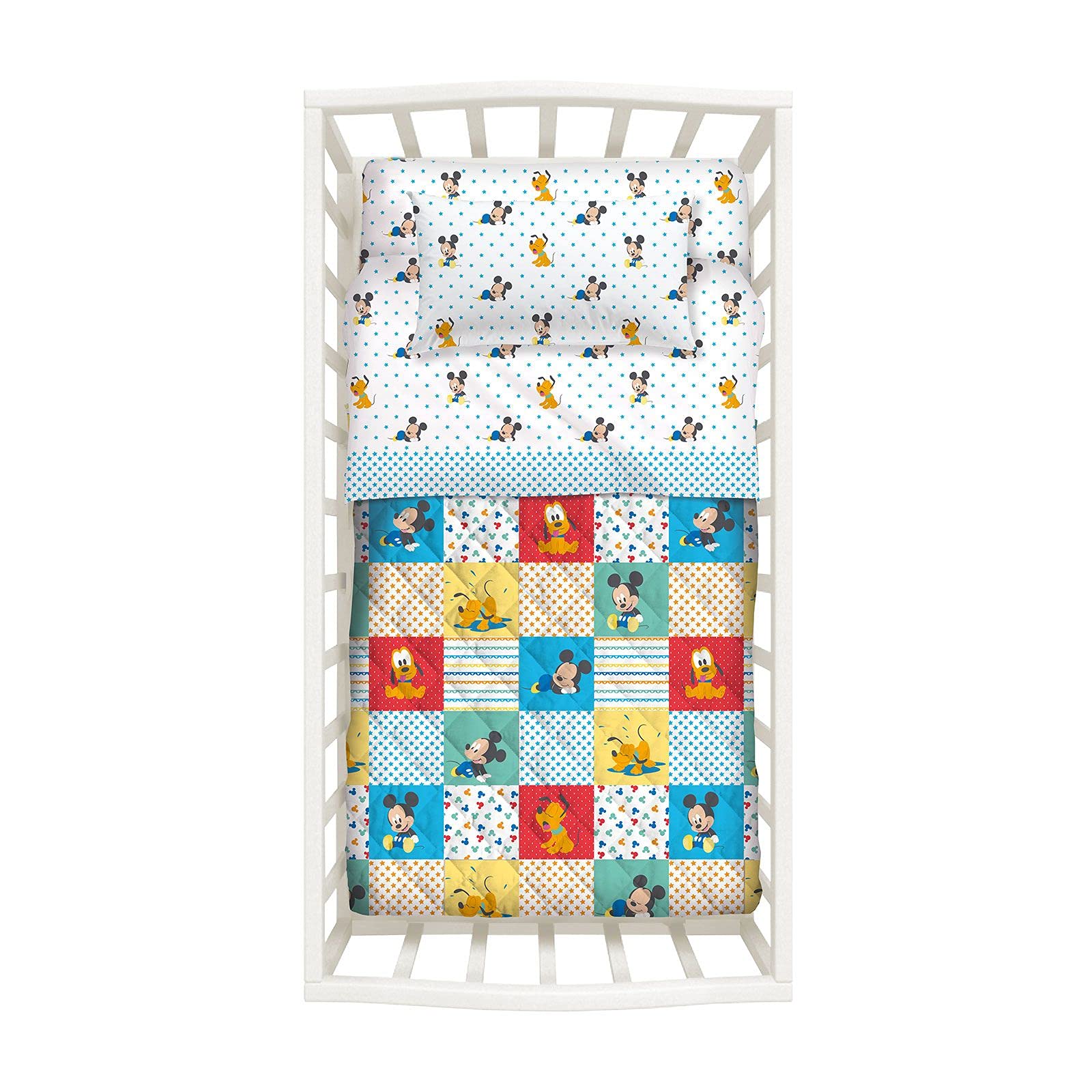 Caleffi 77939 Cotone Disney Mickey Patch Copriletto Primaverile, Taglia Unica