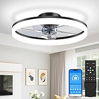 Vista 8 de VOLISUN Ventiladores de techo pequeños de 13 pulgadas con luces y control remoto, ventiladores de techo de perfil bajo con luz, luz de techo LED