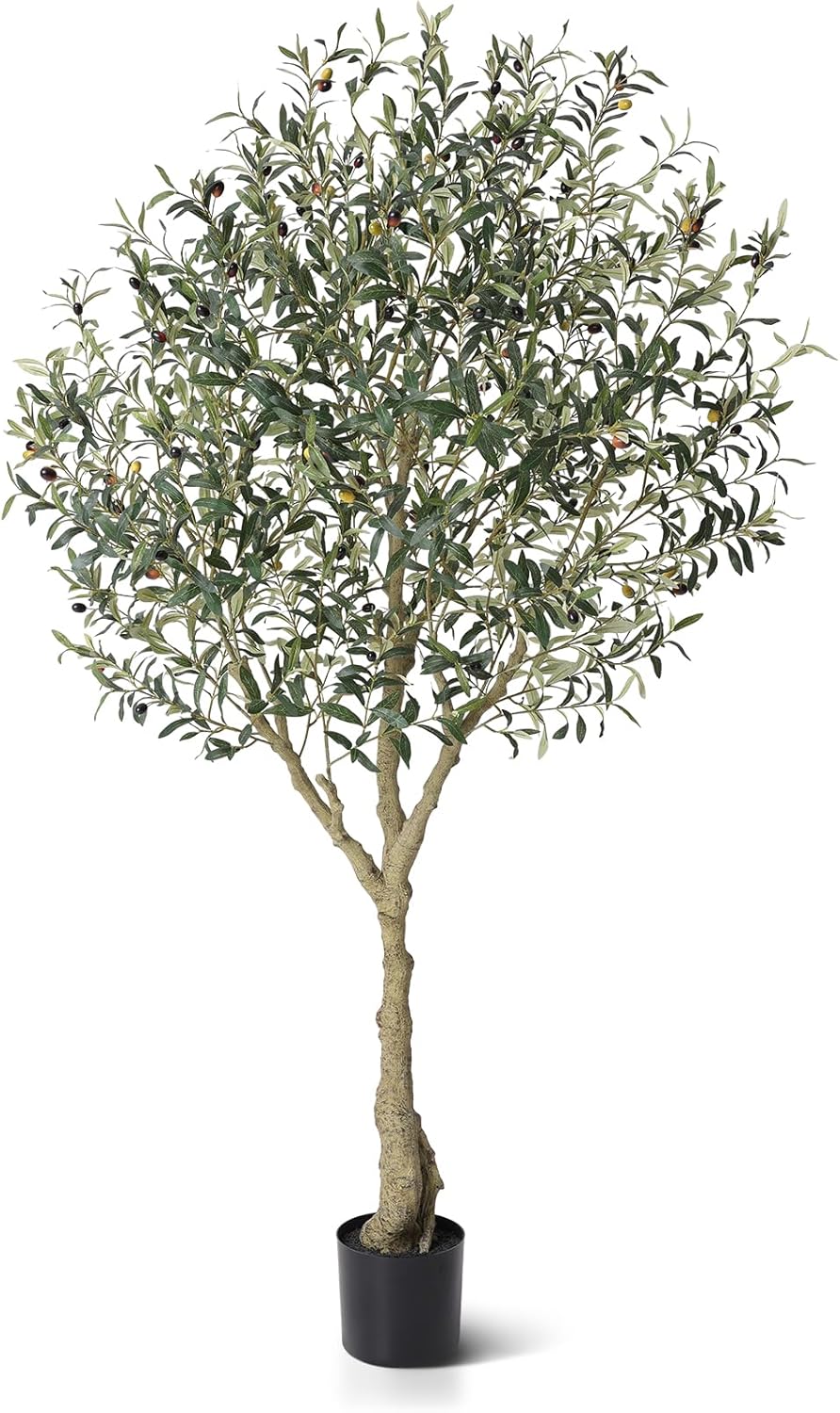 LOMANTO Olive Trees Artificial Indoor, 7Ft Artificial Olive Plants, Tall Faux Olive Tree, Fake Topiary Silk Tree in Pot with Olive Branch & Fruit, Home Office Modern Decor Gift for Housewarming 1Pack