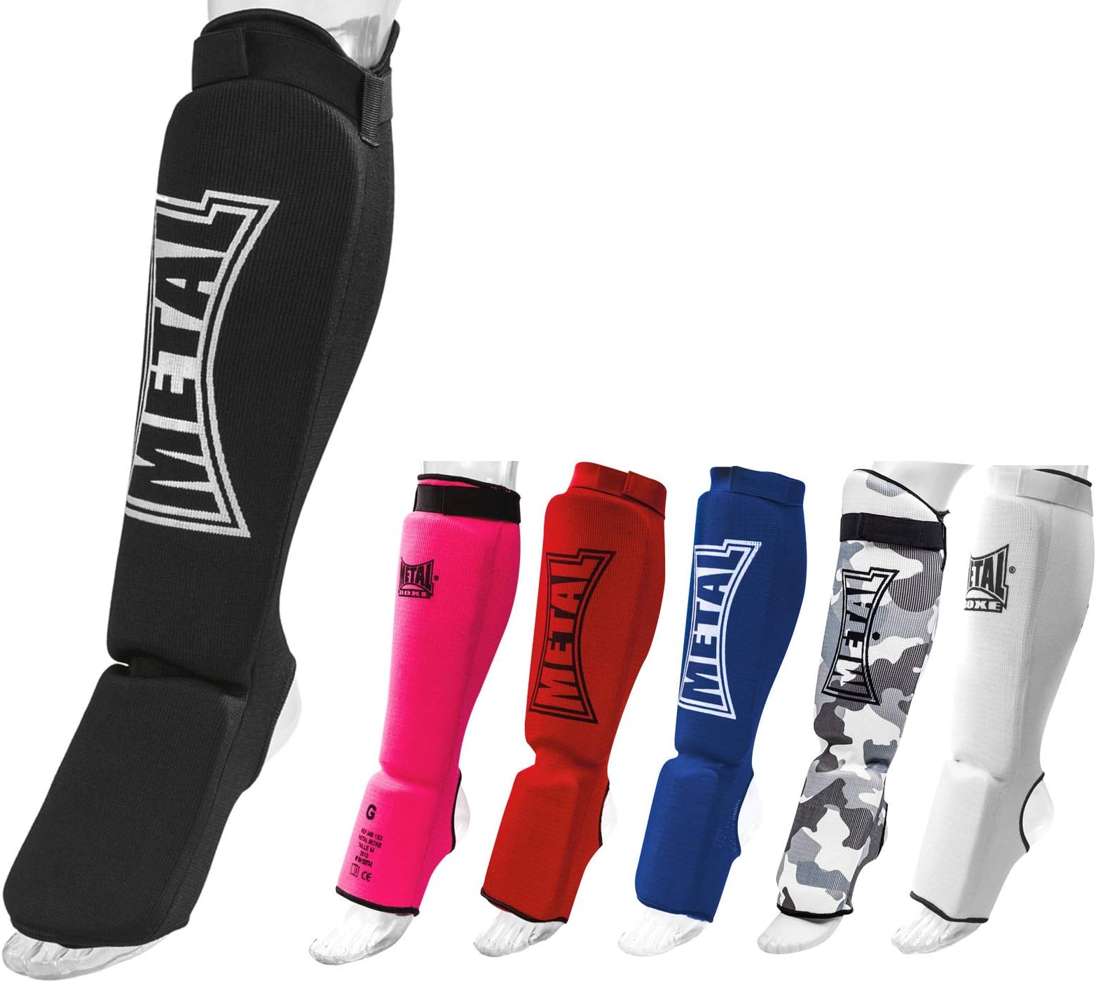 Proteges tibias with Foam Feet Metal Blue Boxing Gloves