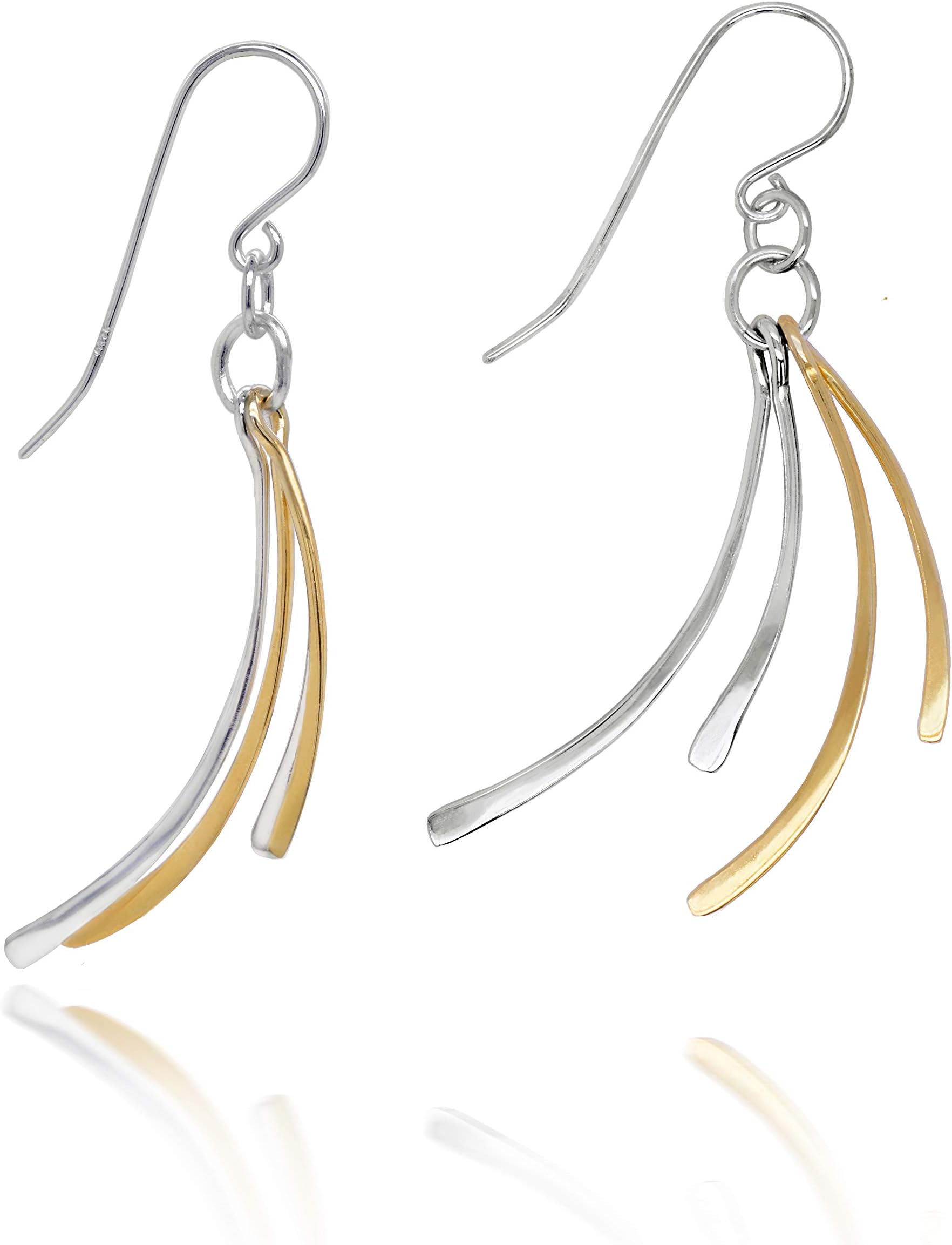 Lynora Sterling Silver and Gold Plated Fish hook, Two Tone Boomerang Earrings