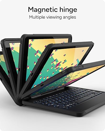 Miniatura 2 de ZAGG Rugged Book - Funda desmontable y teclado con bisagras magnéticas para iPad Air, iPad Air 2, iPad 9.7, iPad 9.7 Pro, emparejamiento Bluetooth