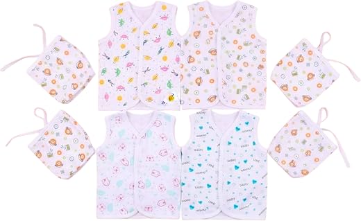 Lil' Shark Newborn Baby Clothing Set (0–3 Months) | 100% Cotton Jhabla &amp; Langot Combo | Front Open Sleeveless Vest | Daily...