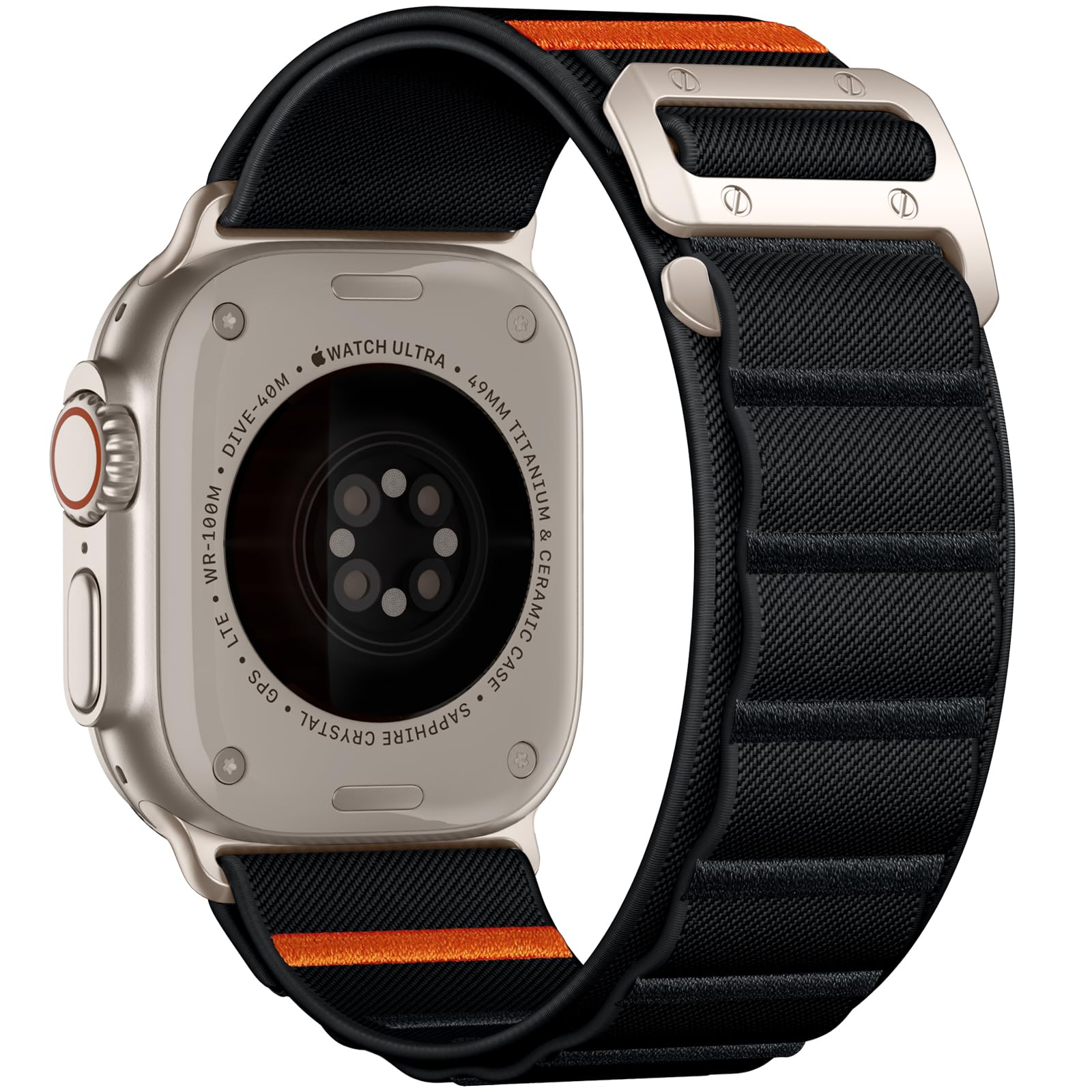 Bandletic Kompatibel mit Apple Watch Ultra 2/Ultra 3 Armband, Nylon Weich Sport Atmungsaktiv Breit Band mit G-Haken für Apple Watch Ultra 49mm, Series 11/10 46mm, 9/8/7 45mm, SE 6/5/4 44mm, 3/2/1 42mm