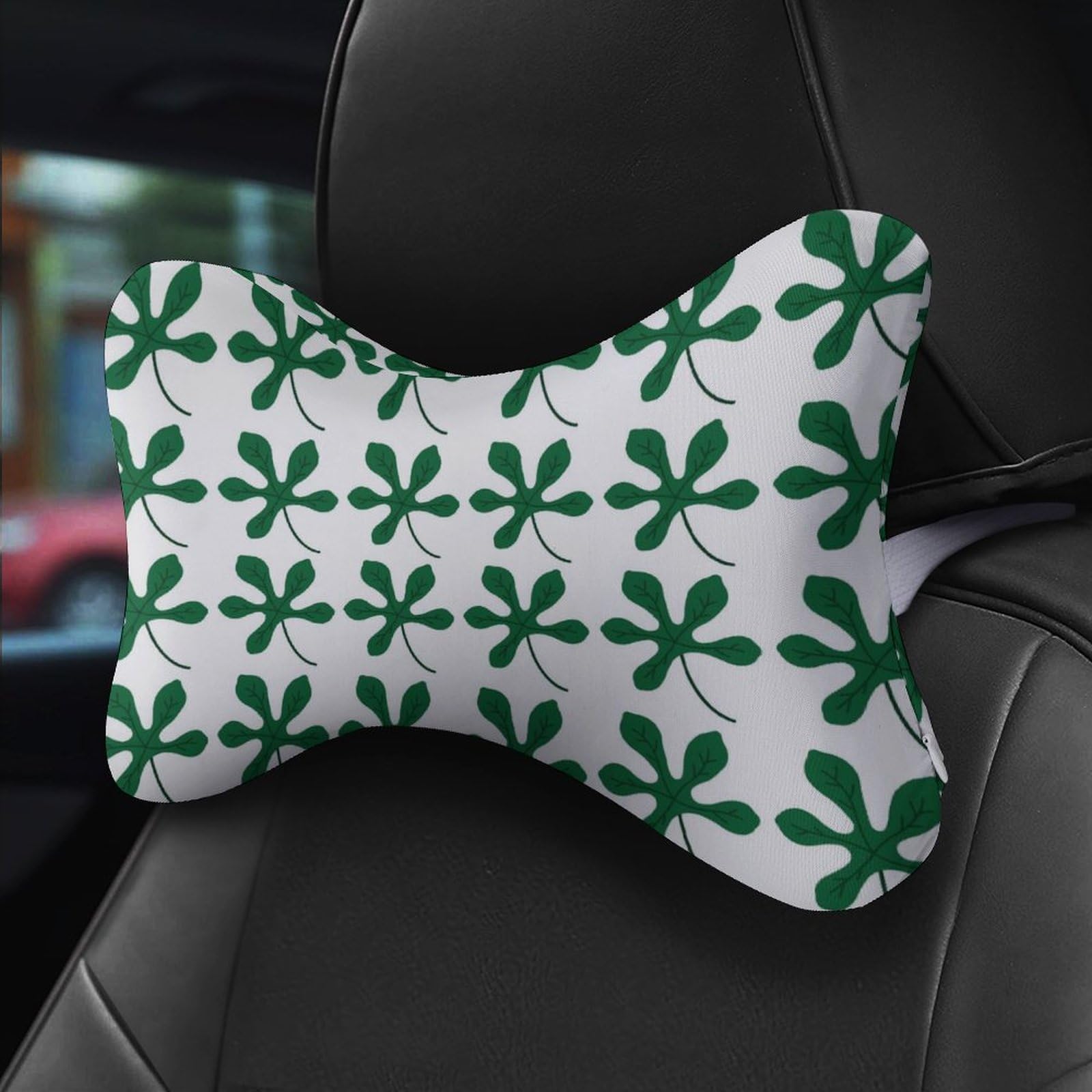 Watermelon Leaves Car Neck Pillow Set of 2 Car Seat Head Support Cushion Bone Pillows with Elastic Strap