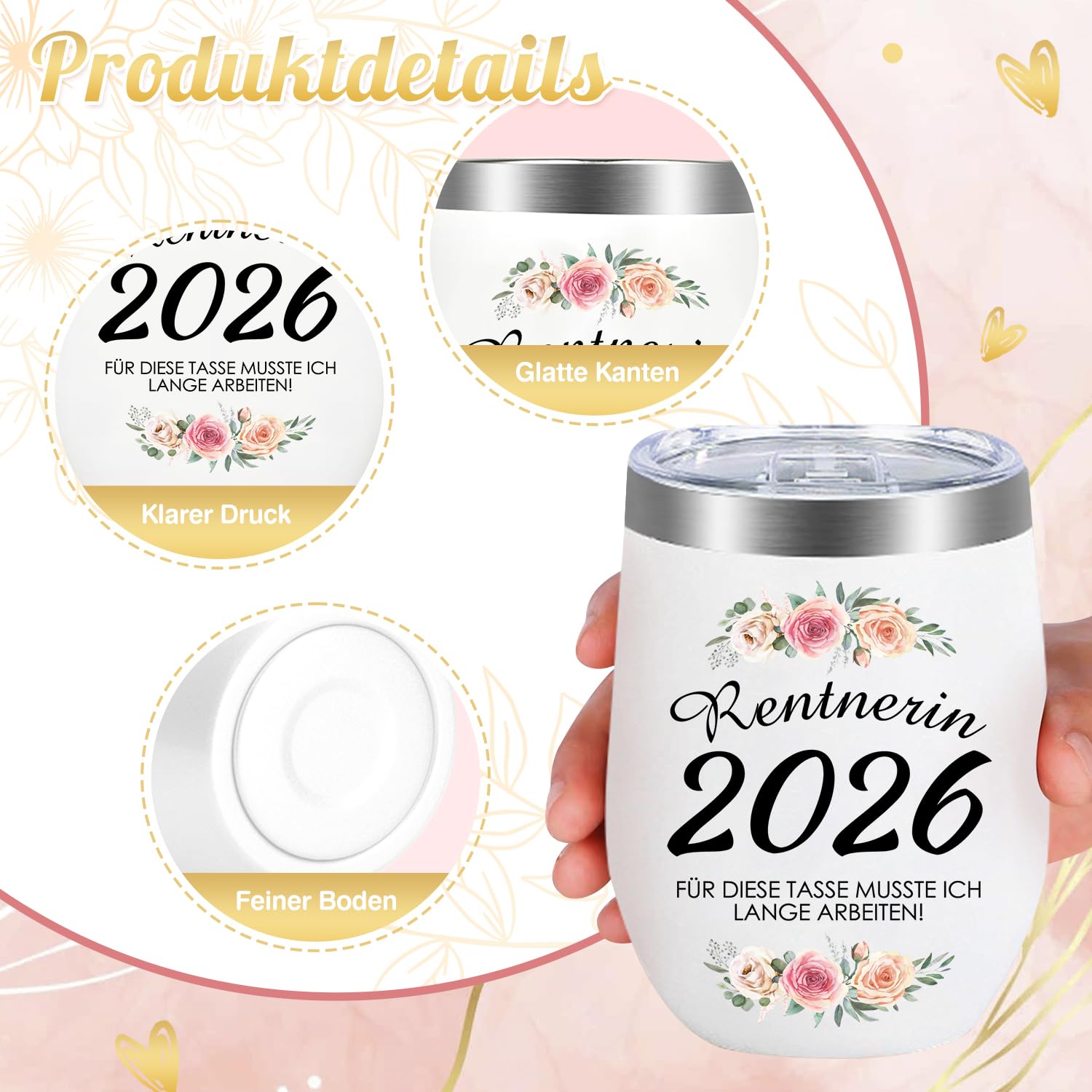 Renteneintritt Geschenk Frau, Ruhestand Geschenk Frauen 8 Stück Set mit Weinbecher aus Edelstahl, Lustige Socken, Jutetasche, Geschenkideen zum Renteneintritt 2026 für Rentne Frau, Lehrerin, Kollegin