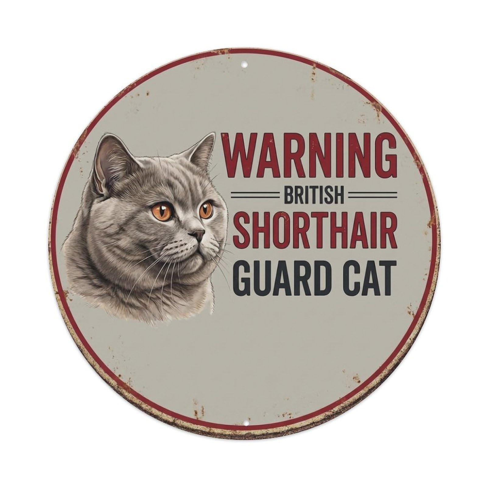 Tgrcjimh Style Metal Tin Sign Vintage Warning British Shorthair Cat