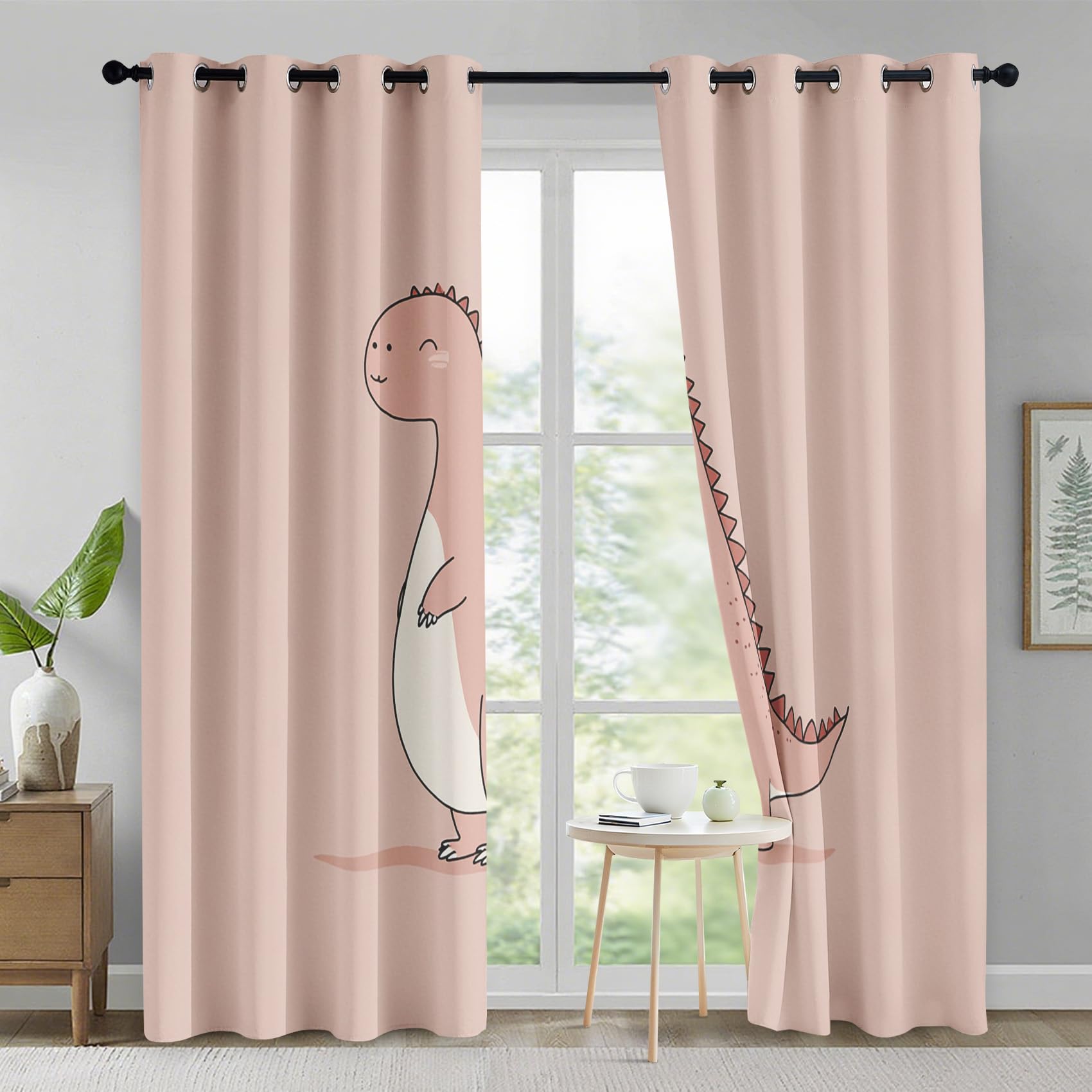 Générique Lot de 2 Rideaux Dinosaure Mignon 140x260 cm (LxH)