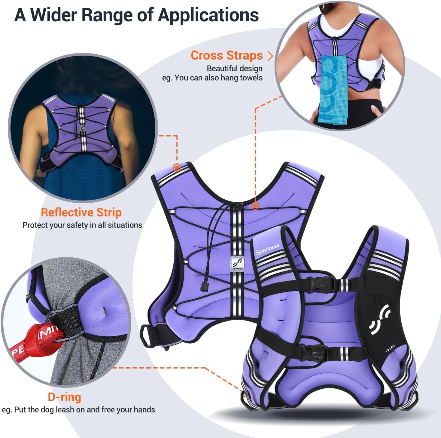 Sportneer Weighted Vest Woman: 8lb/12lb/15lb/20lb/25lb Weight Vest for Walking with Phone Bag, Adjustable Women Weighted Vest for Running Rucking Vest for Jogging Strength Training Weight Loss - Image 6