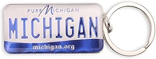 Westmon Works Michigan Keychain Souvenir Pure Michigan License Plate Metal Key Ring