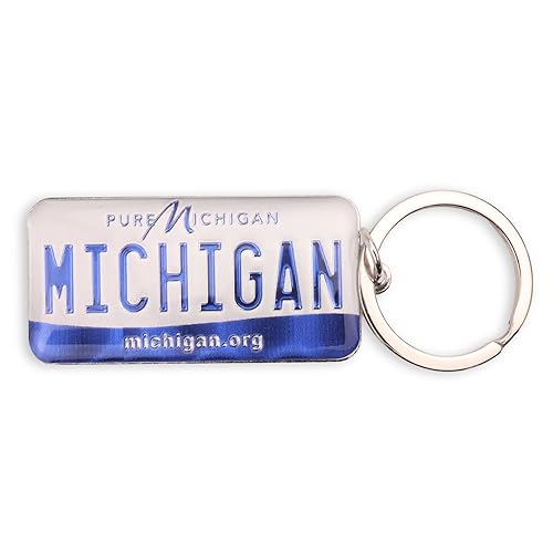 Westmon Works Michigan Keychain Souvenir Pure Michigan License Plate Metal