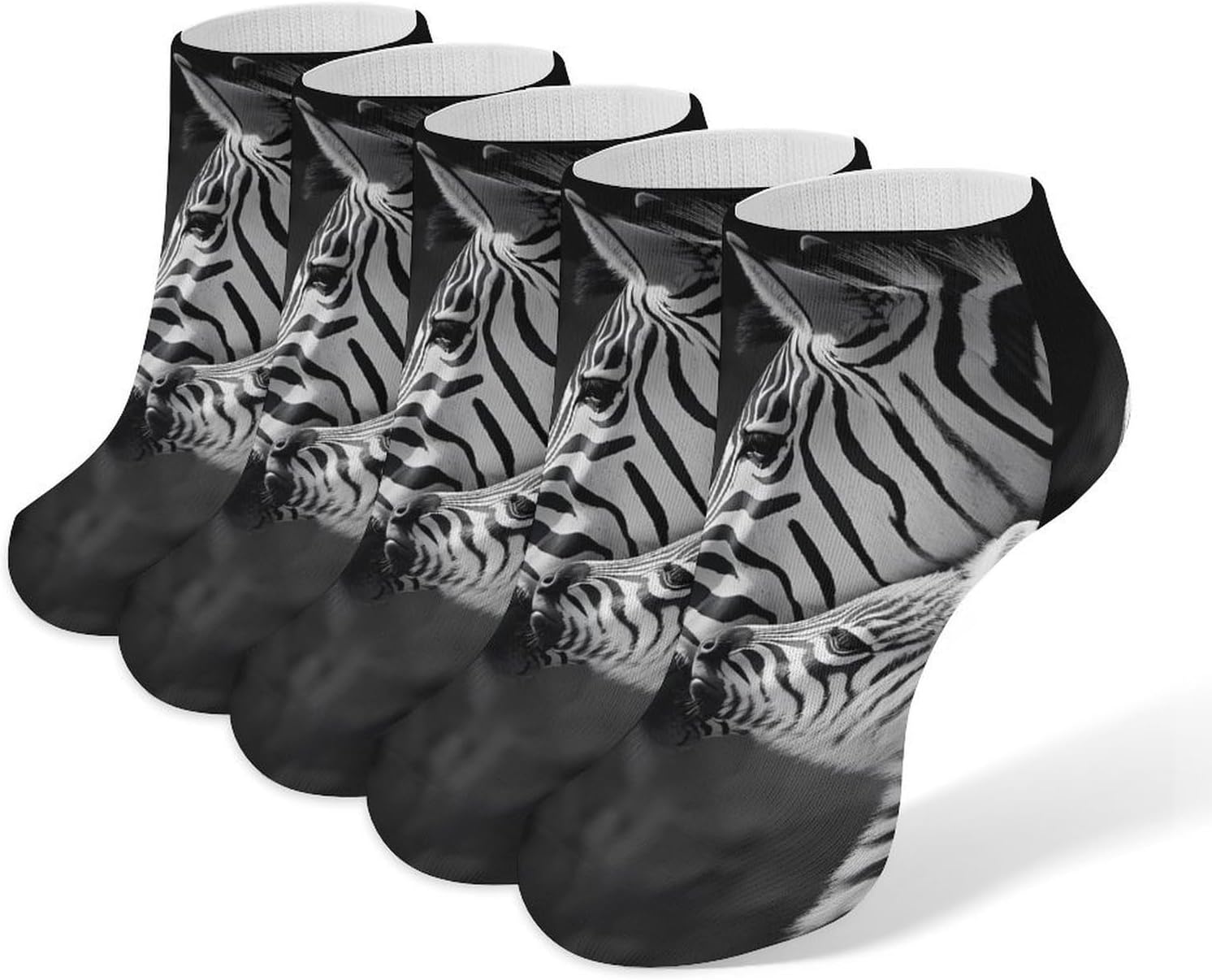 Black And White African Wildlife Zebra Mens Socks No Show Low Cut Ankle Sock for Sports