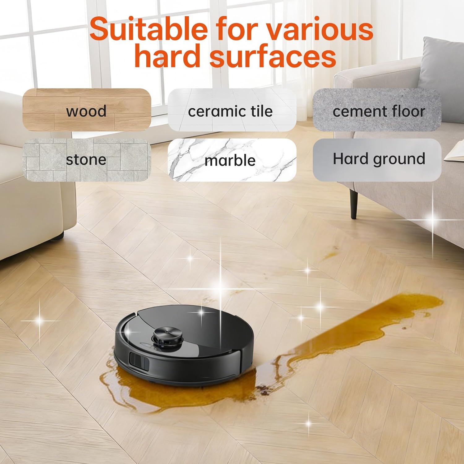 2.5L Floor Cleaning Solution Compatible with Roborock/Eufy/iRobot/Ecovacs/Dreame/Shark, Fragrance Deodorization, Deep Cleans for Multiple Hard Floors (2.5 Liter, 【Sweet Orange】)