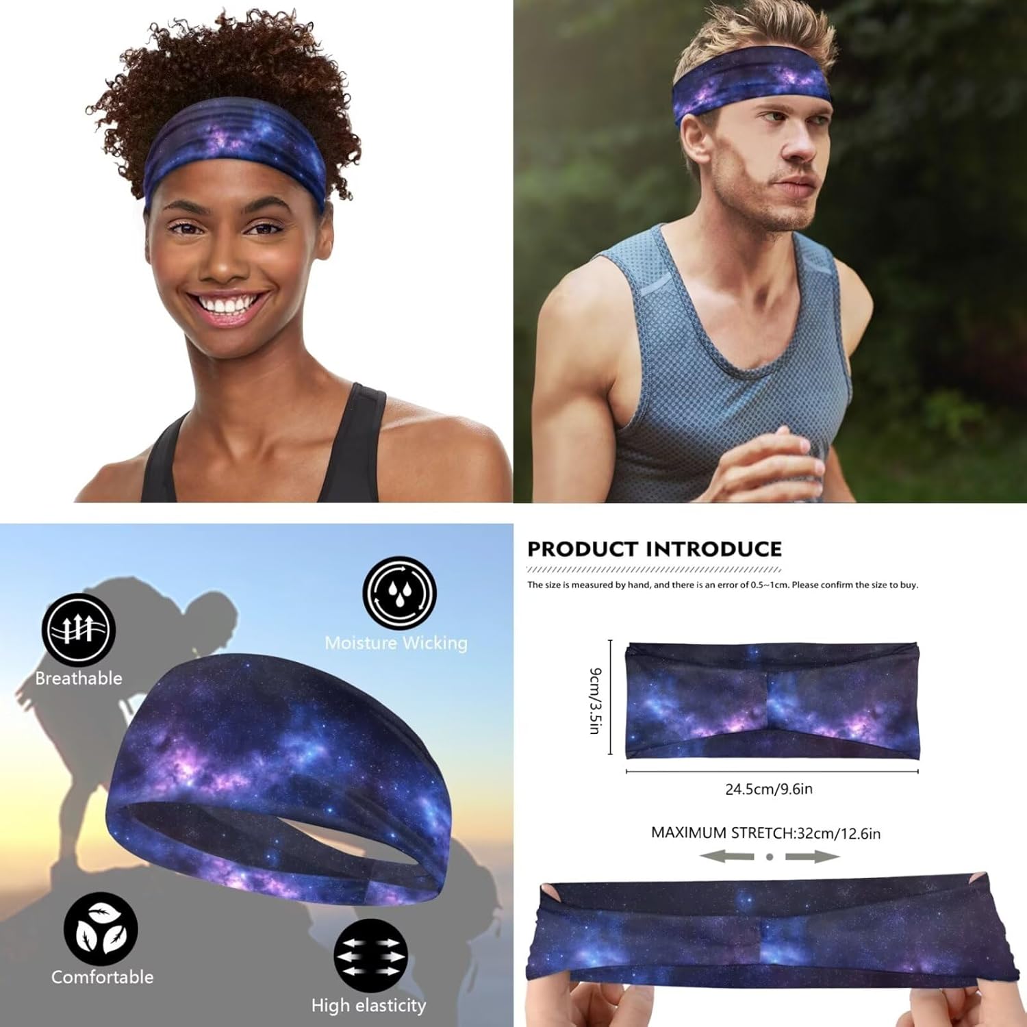 Binienty 5PCS Unisex Summer Sets, Matching Cooling Arm Sleeves, UV Protection Sun Visor and Moisture-wicking Headbands