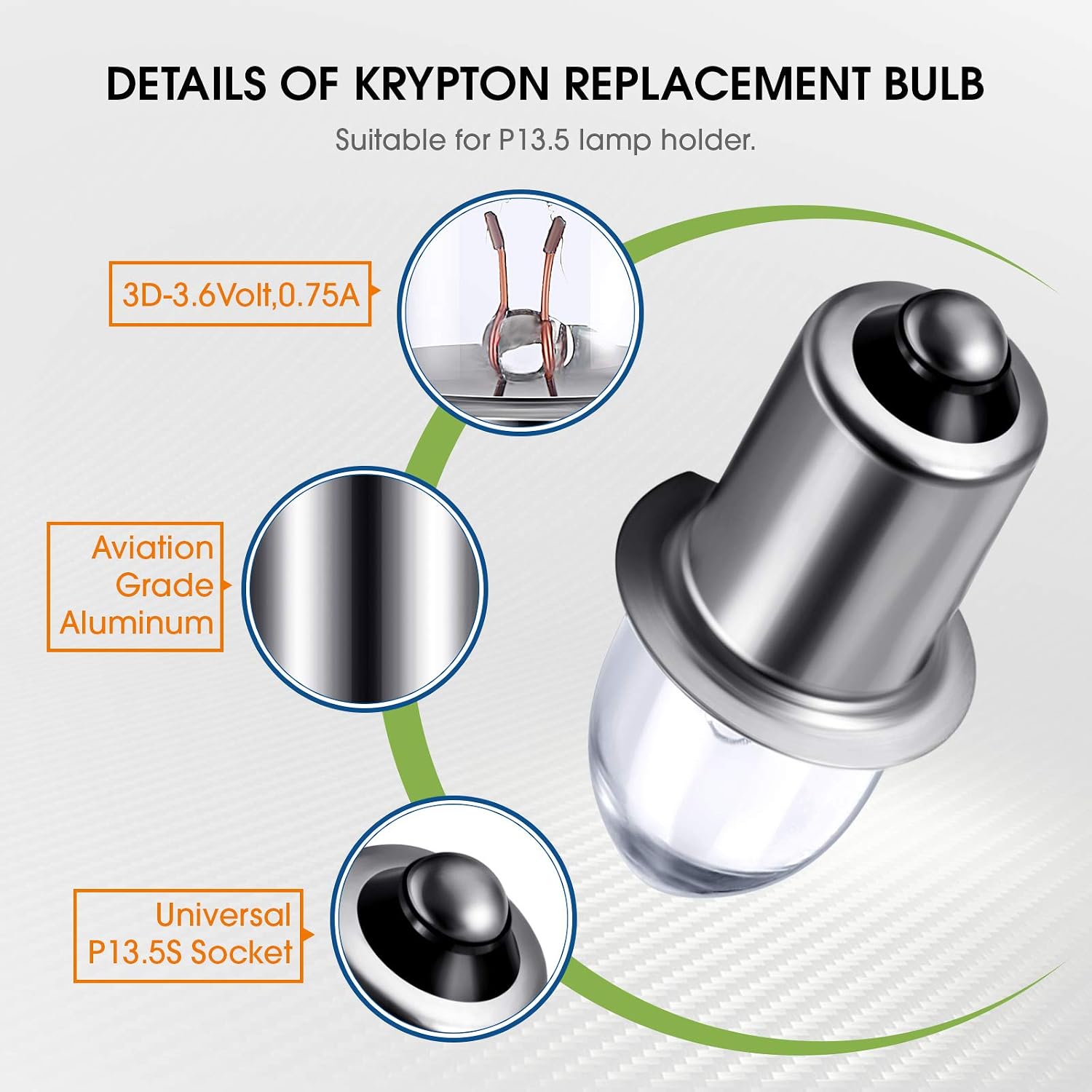 3 Pieces 3 Volt/ 3D - 3.6 Volt 0.75A Bayonet Base Krypton Replacement Bulbs Flashlight Bulbs