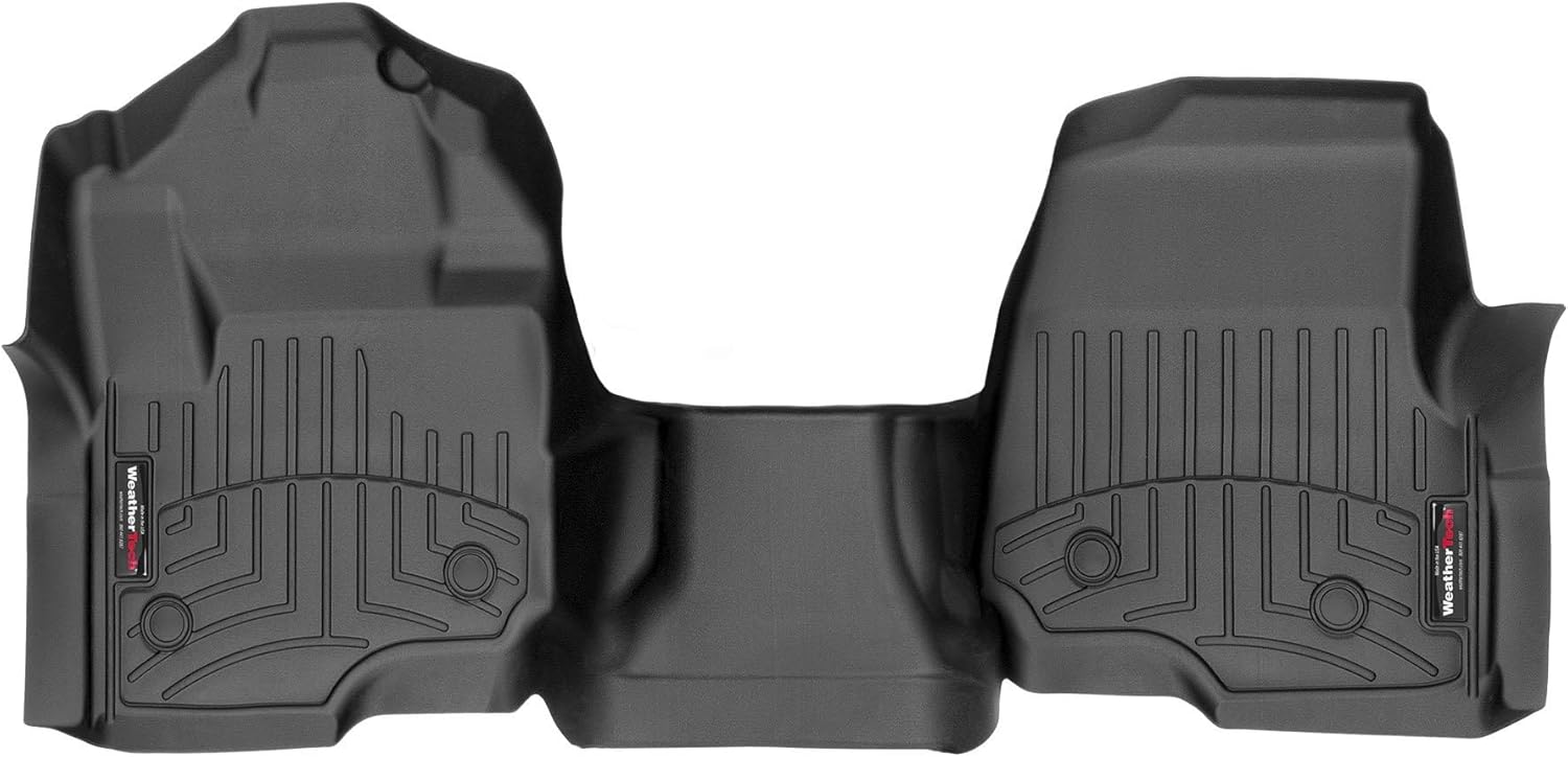 WeatherTech Custom Fit FloorLiners for Ford Super Duty, Super Duty, Super Duty - 1st Row - Over The Hump (4410321V), Black