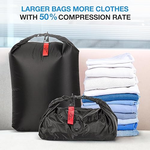 Miniatura 8 de Bolsas de almacenamiento de compresión al vacío de viaje, 2 bolsas secas de 25 litros para maleta, sello de embalaje de equipaje, equipaje de mano