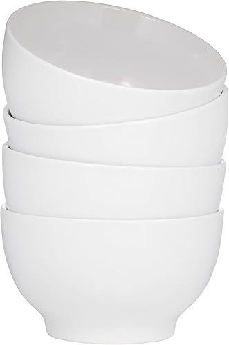 Bruntmor Juego de 4 cuencos de cerámica para postres de 20 onzas, color blanco, cuencos de porcelana de 20 onzas para helado, aperitivos, postres,