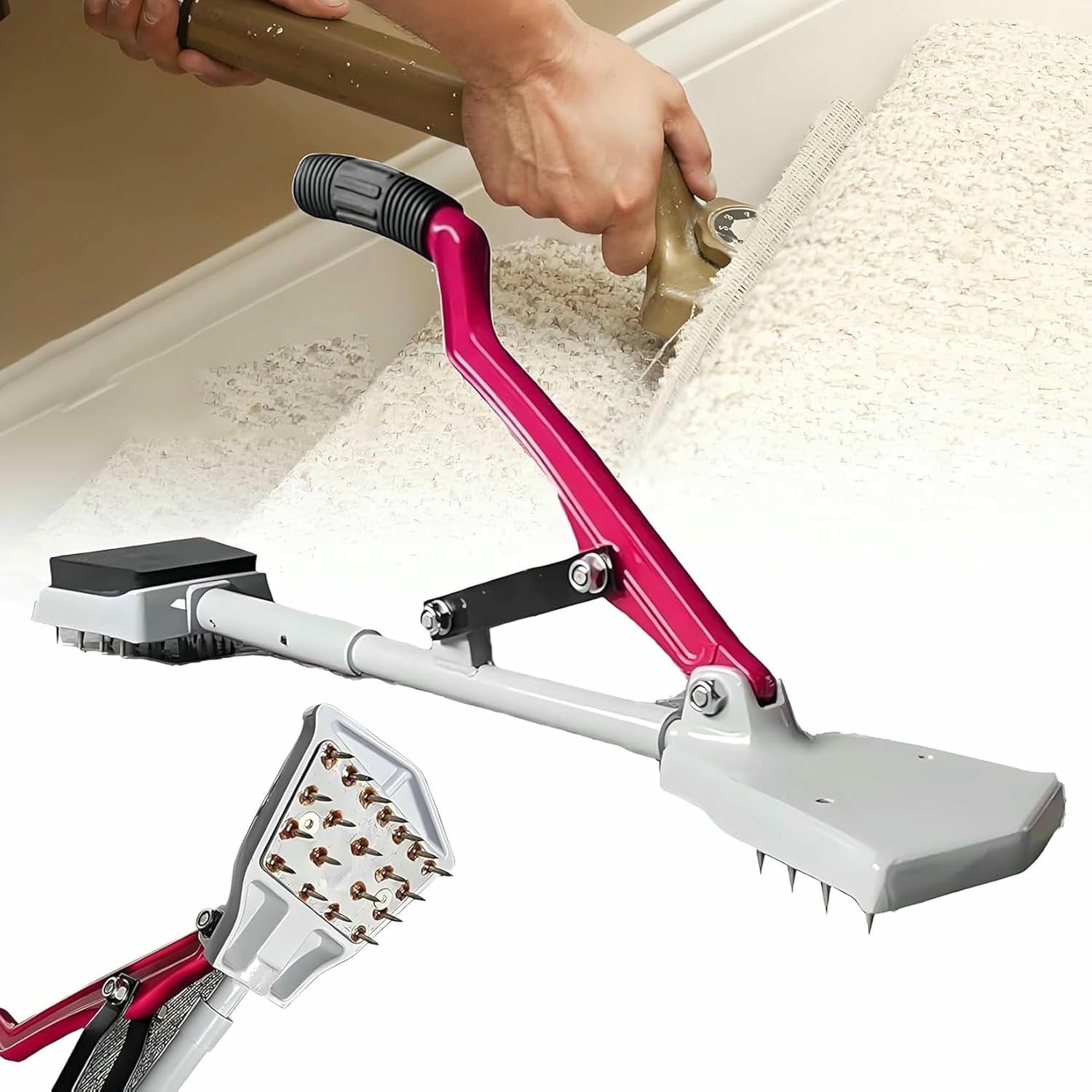 Carpet Installation Tool Kit, Carpet Stretcher Tool, DIY Flooring Tool, Triple Nap Grip Design, Easy Operation, 20 Hardened Steel Needles, for Carpet Floor Installation