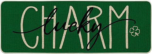 Artoid Mode Lucky Charm Shamrock St. Patrick's Day Felpudo para decoración del hogar, tapete de bajo perfil para interiores y exteriores, 17 x 47