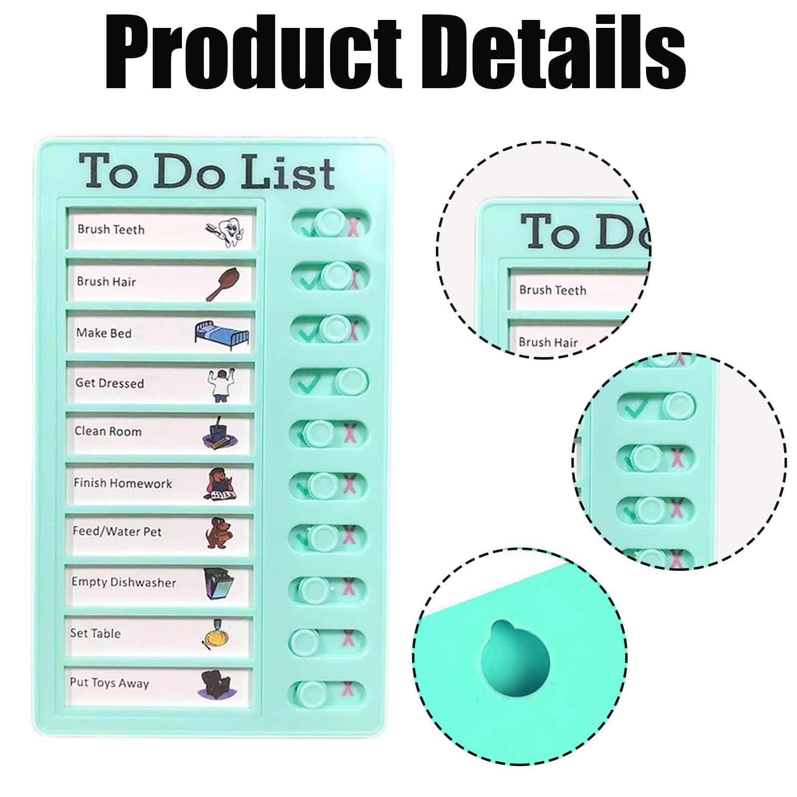 Hpmjz Checklist Board 20x12cm - To Do Liste Mit 5 Austauschbaren Karten