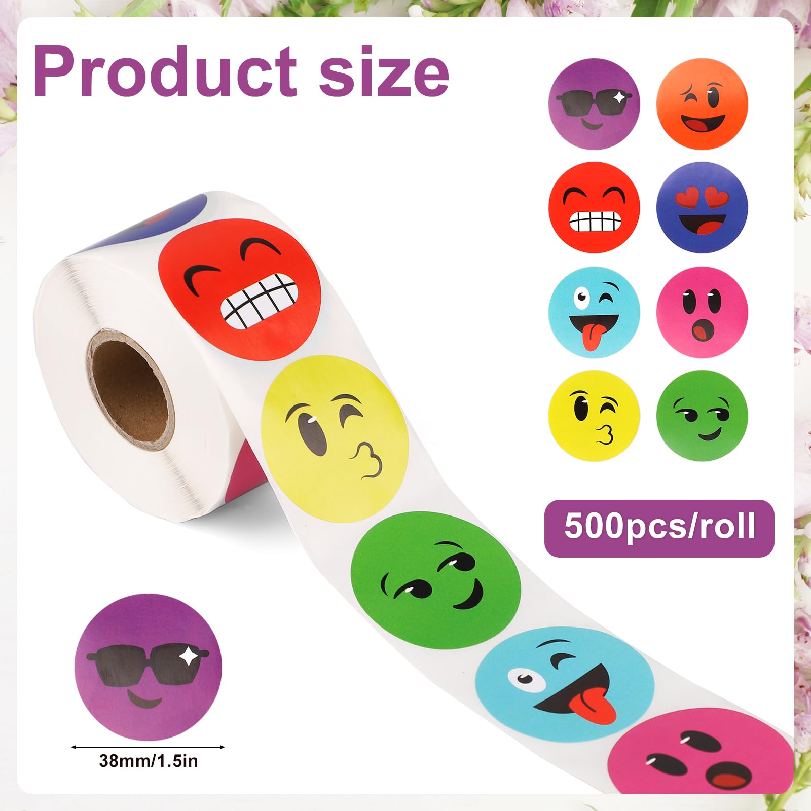 500pcs Round Smile Stickers - Image 2