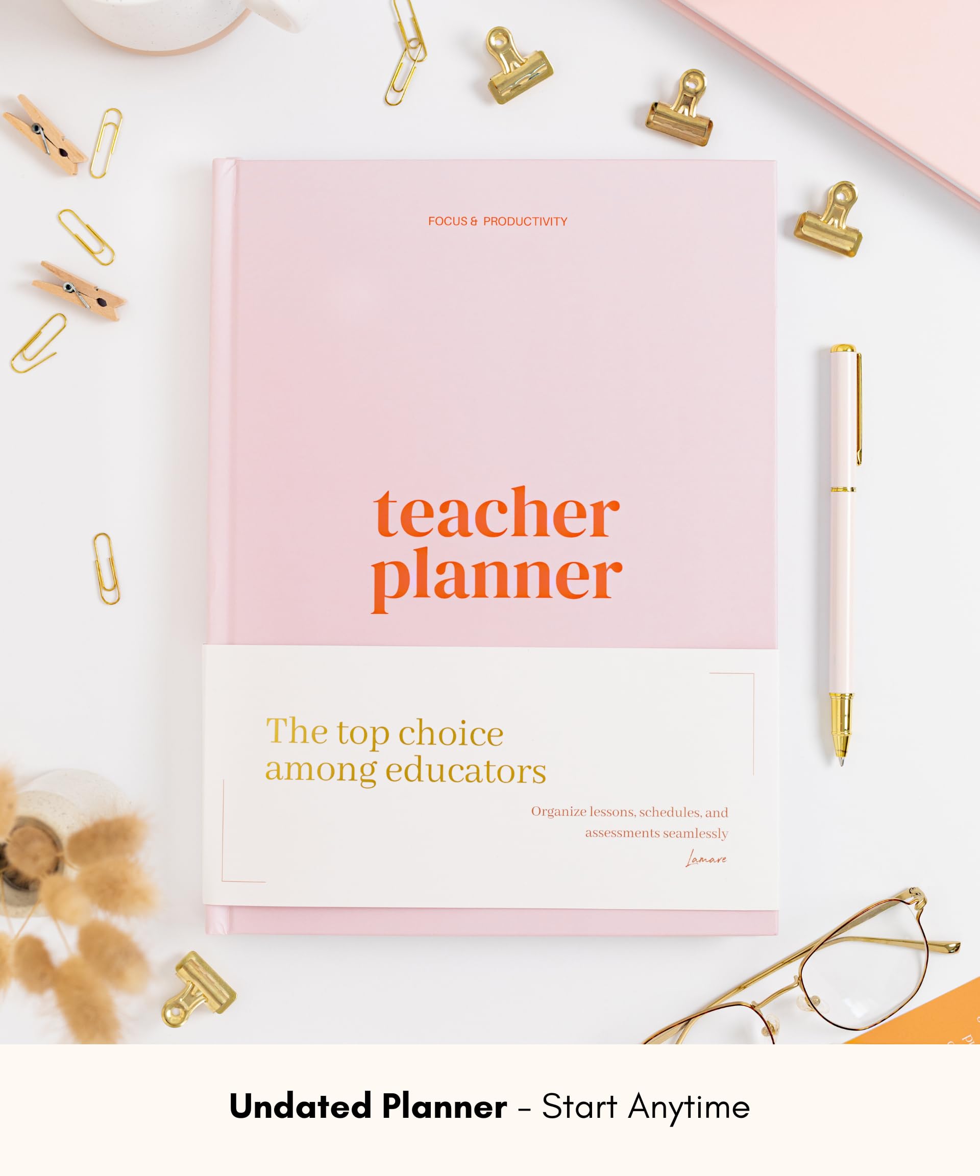 Lamare Lehrerplaner 2025-2026 Studienjahr - undatierter Planer & Unterrichtsplaner Buch für Lehrer mit Stundenplan, Schülerinformationen & Wochenplanung