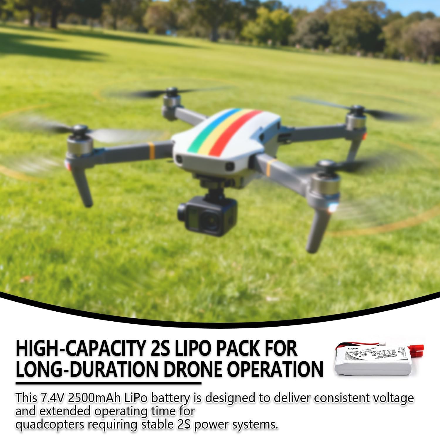 (2-Pack) 7.4V 2500mAh LiPo Battery with Banana Connector and B3 Charger Replacement for Vivitar DRC446 Drone, Syma X8C X8W X8G, HQ899, Promark P70, Holy Stone HS400 HS300 Quadcopter
