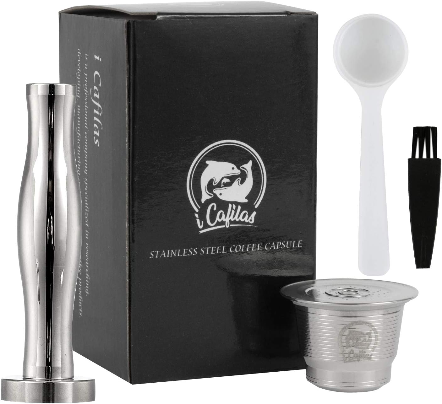 New Version Steel Nespresso Capsules with Tamper Reusable Nespresso Capsules Permanent Pod Holder Compatible with Nespresso Original Line Machines Silver