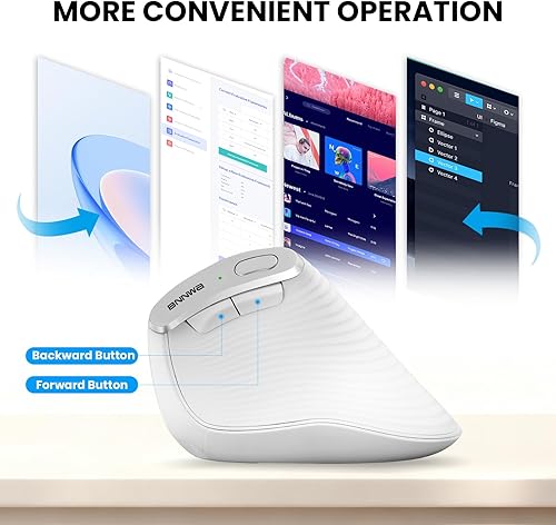 Miniatura 4 de Ratón ergonómico vertical inalámbrico, multidispositivo (Bluetooth + conexión 2.4G), 4 DPI ajustables, 7 botones para computadora, laptop,