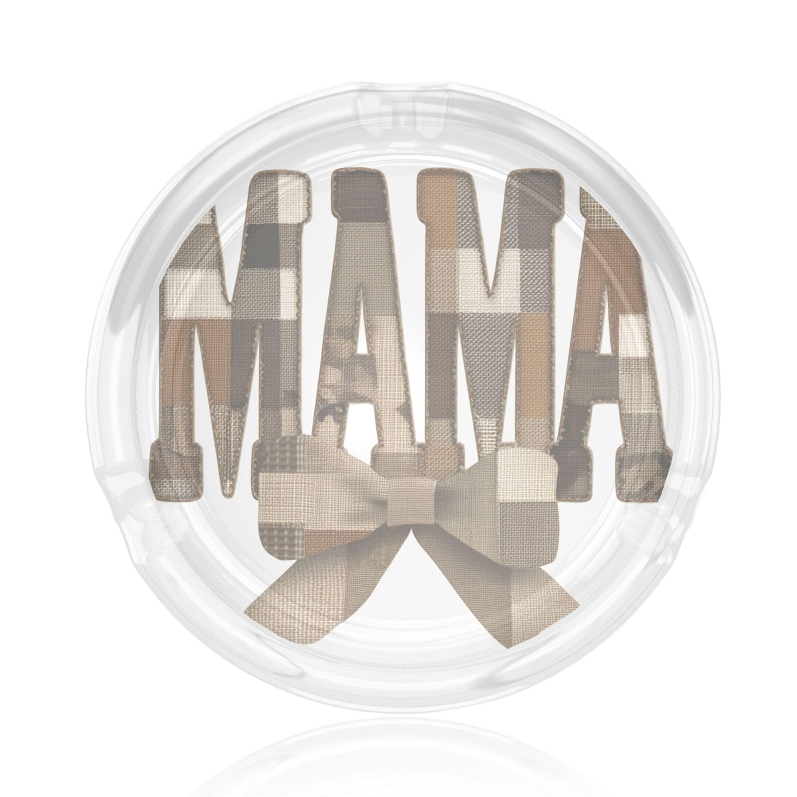 Word Mama And Bow Patchwork Fabric Pattern Glass Ashtray For Cigarettes Ash Trays Case For Home Office Decor