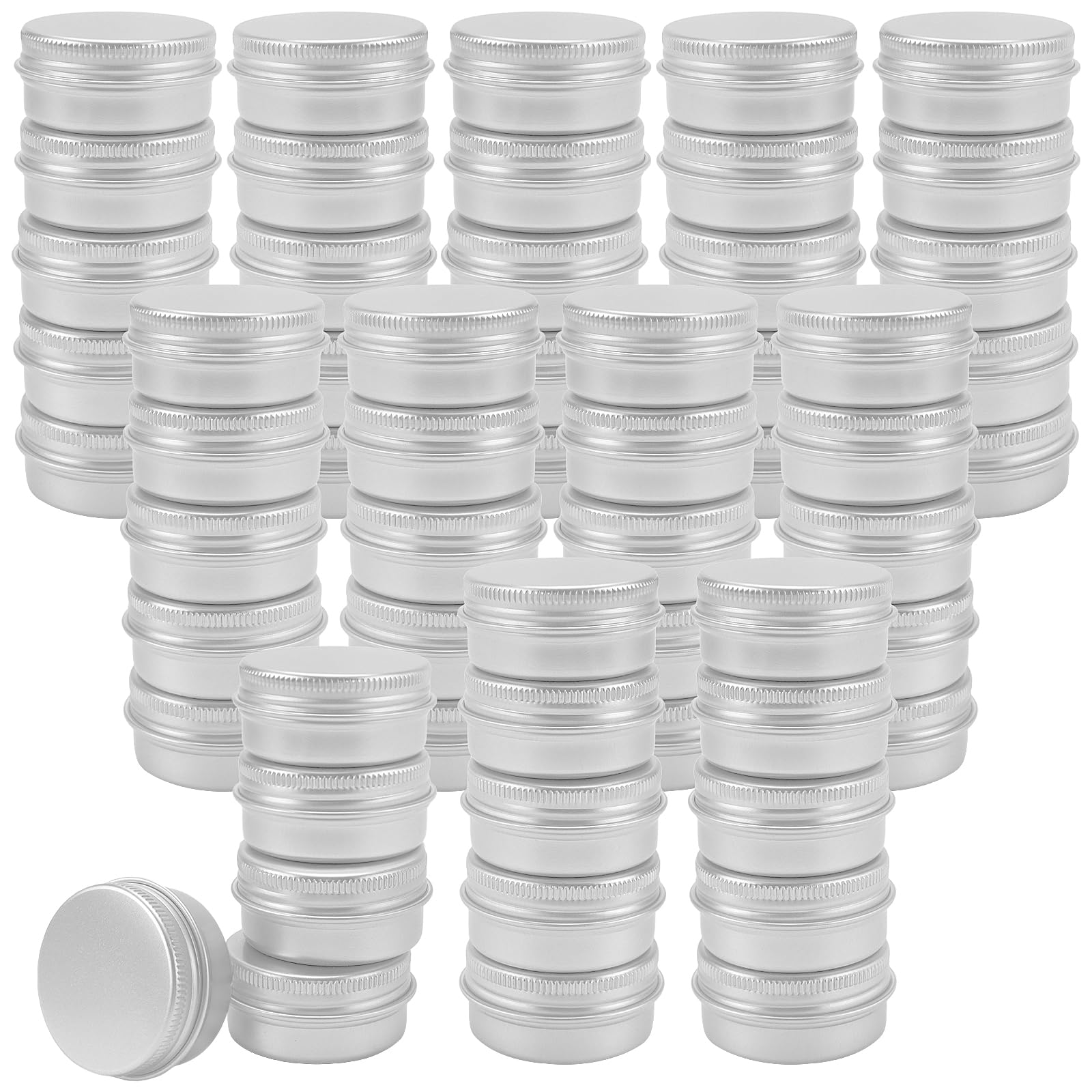 MANCHAP 60 Pieces 20 ml Aluminum Tin Jar, 39 x 20 mm Small Metal Tin Cans with Screw Lids, Storage Containers for Beard Balm, Spice, DIY Candle, Silver