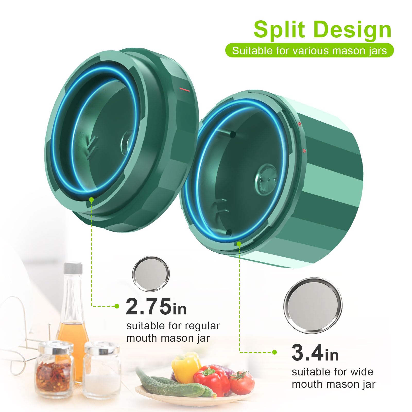 UNERVER M11 Mason Jar Kit de scellage sous vide pour bocaux à ouverture large et régulière