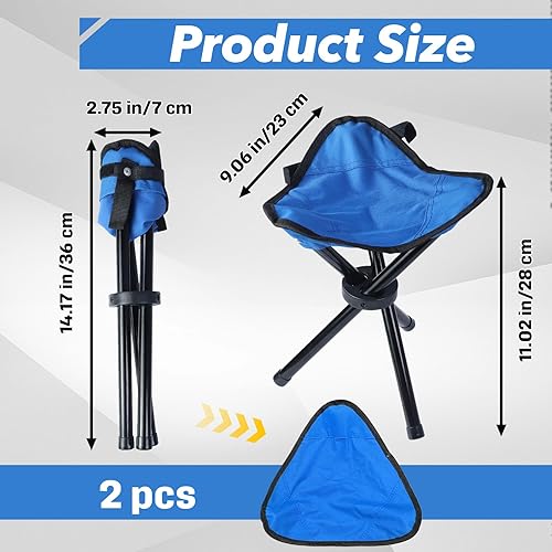 Miniatura 2 de Taburete de camping plegable de viaje, asiento de trípode de 12 pulgadas, 220 libras de peso máximo para exteriores, silla portátil ligera plegable
