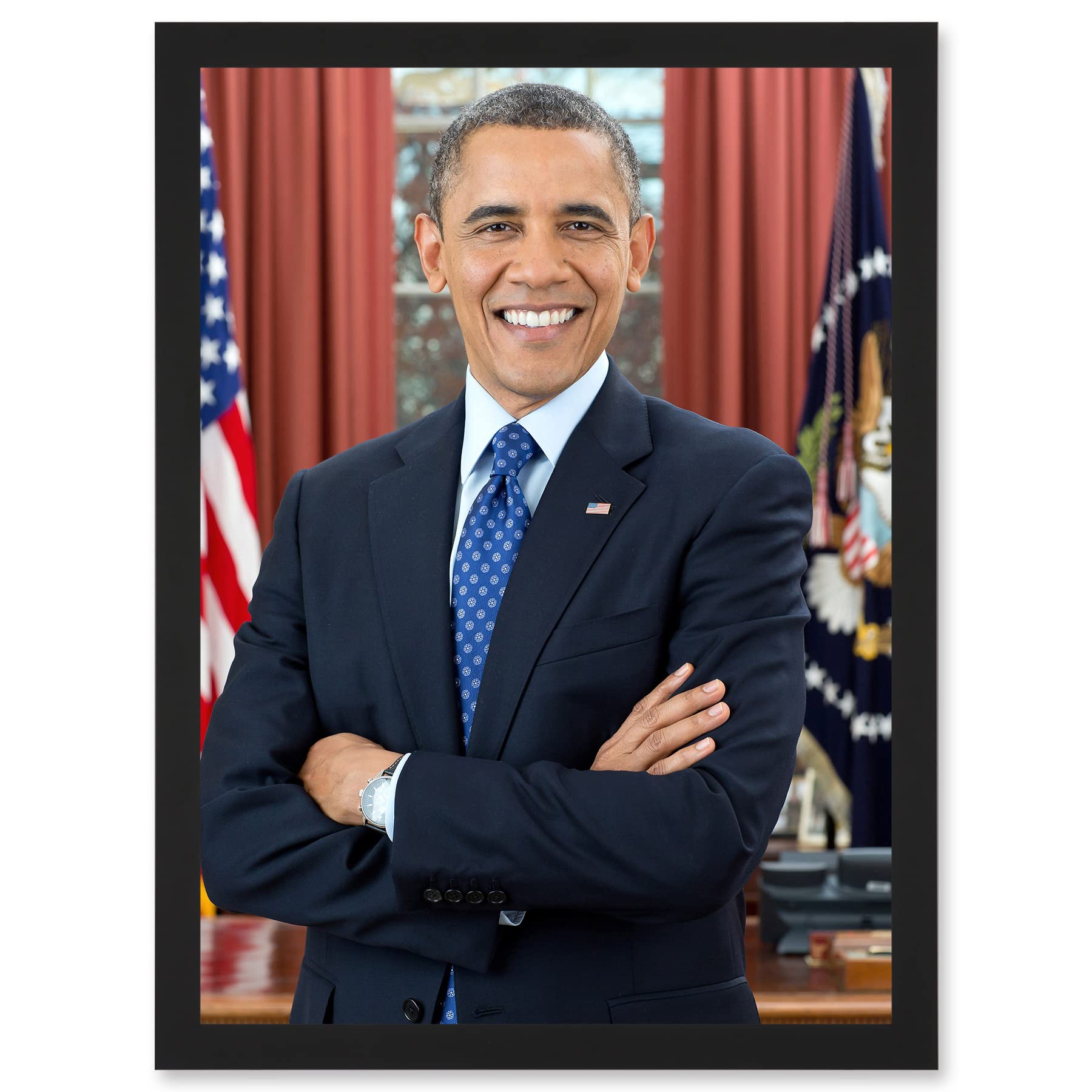 Artery8 Us President Barack Obama Photo Souza Portrait A4 Artwork Framed Wall Art Print