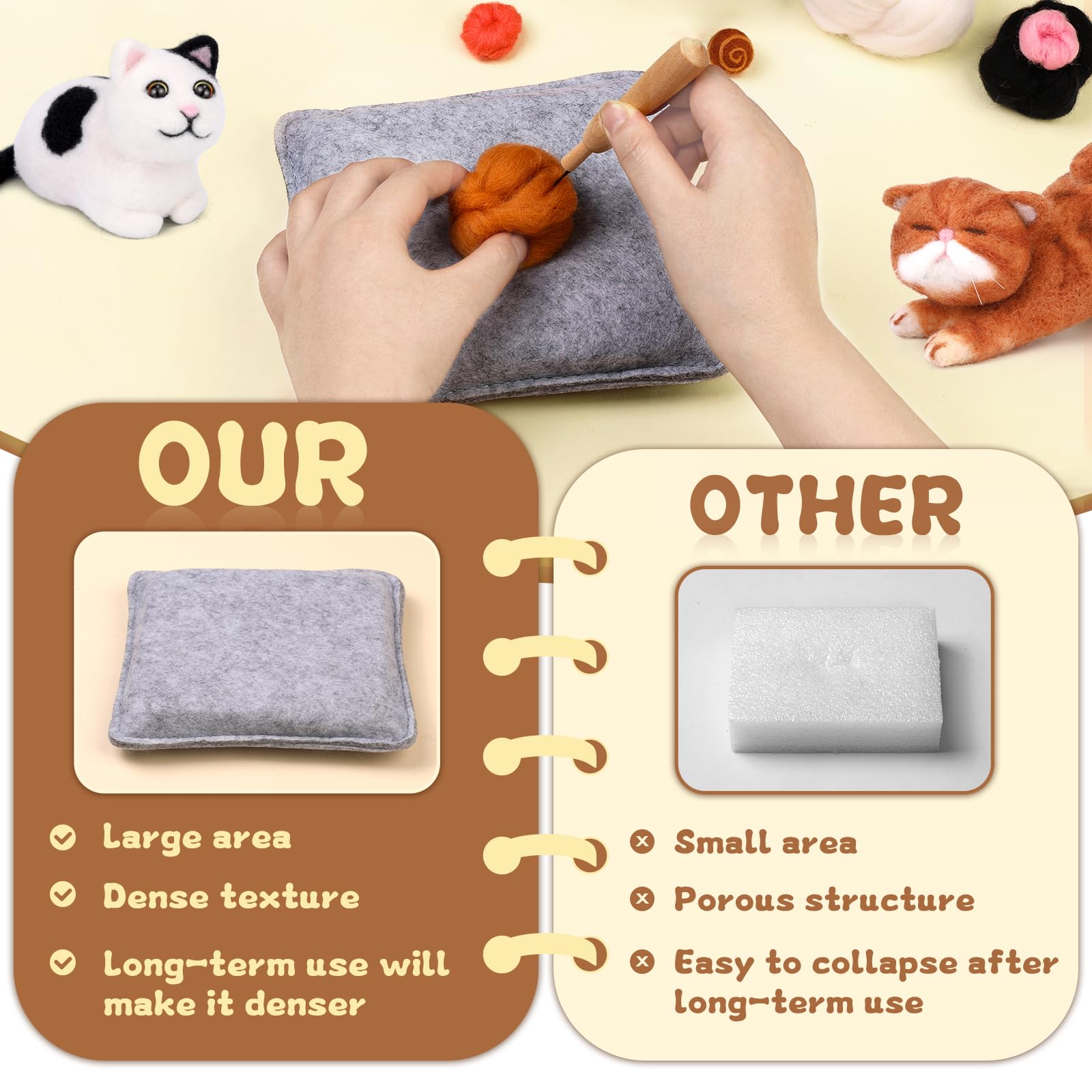 Beginner Needle Felting Kit - Cute Cat Craft -3 Beginner Needle Felting Kit - Cute Cat Craft -3