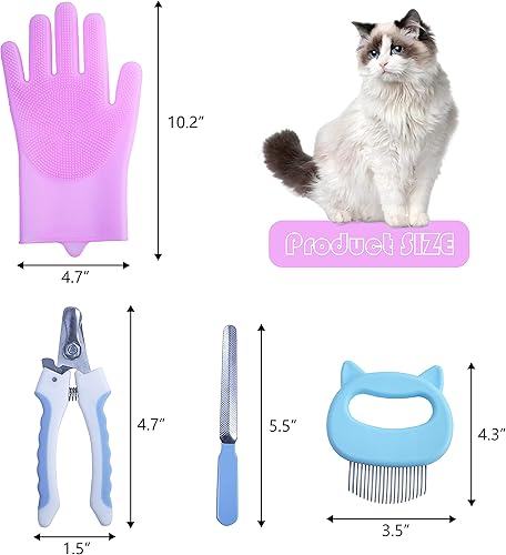 Miniatura 4 de Bolsa de baño para gatos, ajustable, antimordeduras y arañazos, bolsa de aseo de malla para mascotas perros y gatos, incluye cortaúñas para