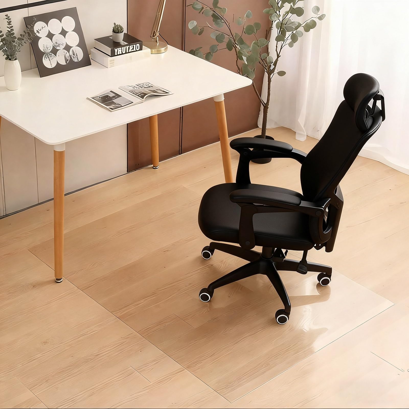 Clear Chair Mat for Hard Floor 1 5mm Thick PVC Plastic Table Cover Easy Glide Office Computer Desk