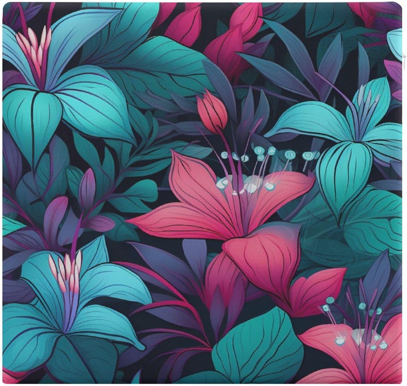 Tropical Flowers Floor Pillow Meditation Yoga Cushion Square Chair Cushion Pillows Seating for Adults