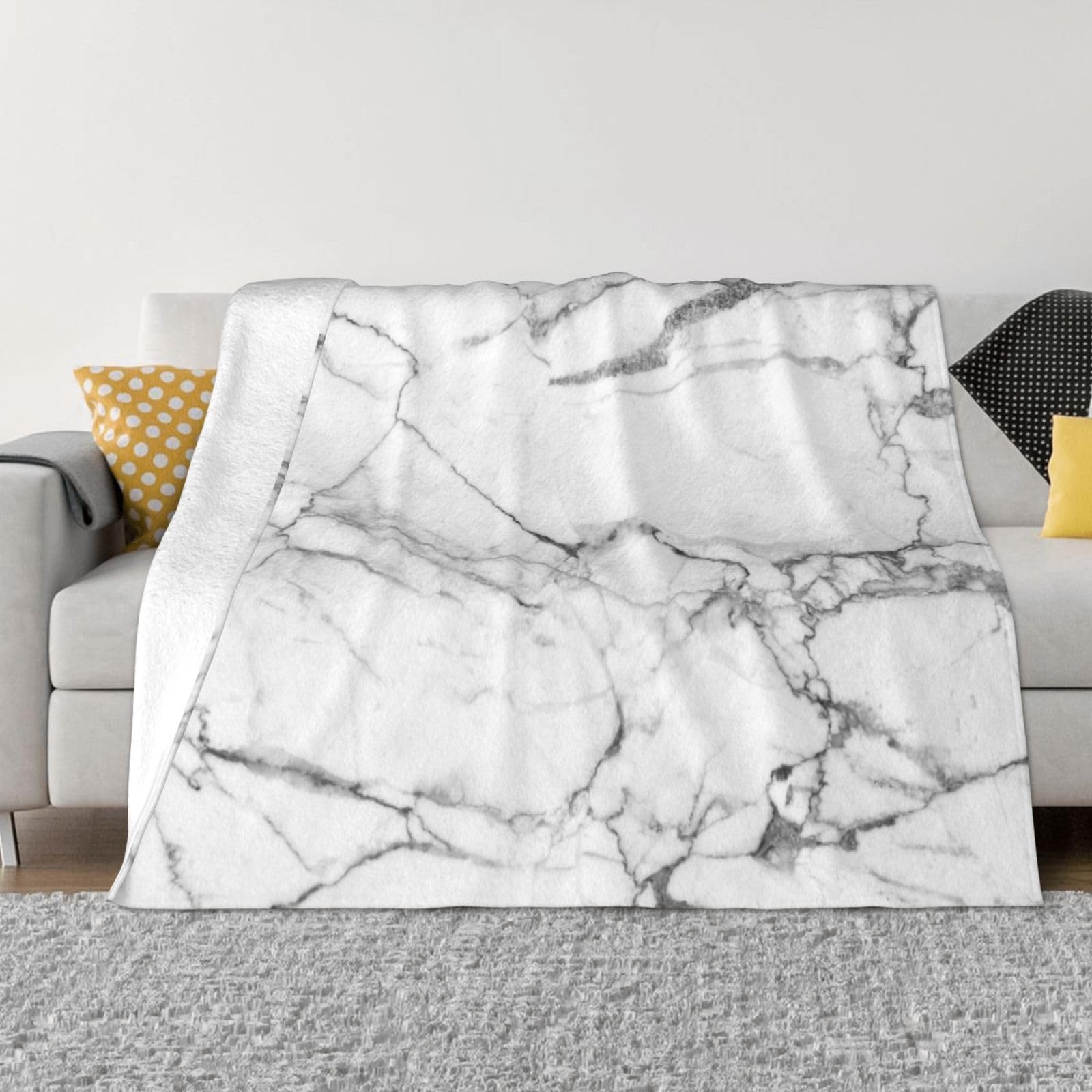 Couverture polaire douce Mexpekil en marbre gris pour lit et canapé de 76x102 cm
