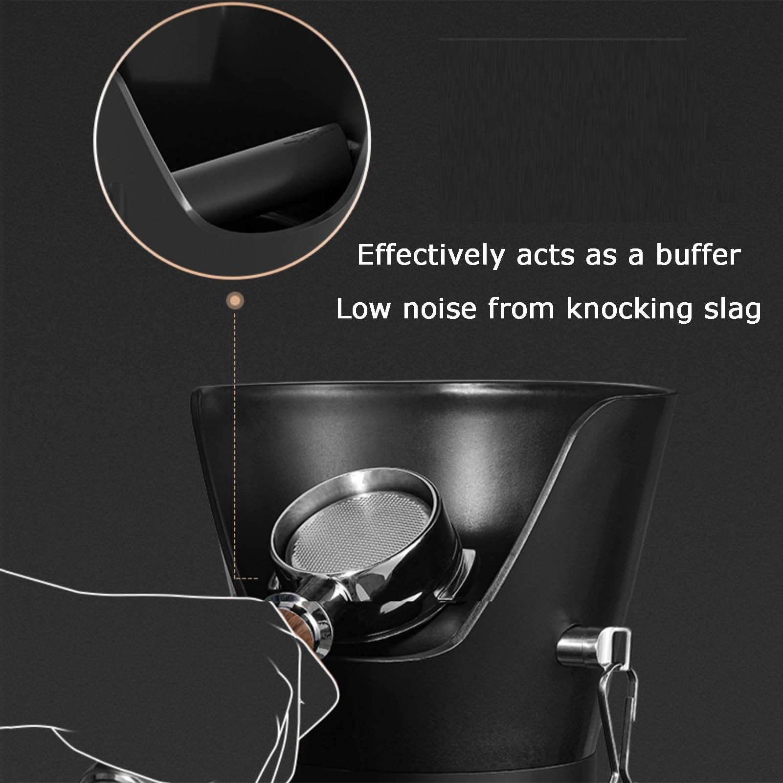 Cubo de Golpe para Café, 85.5 cm/33.7 in, Recipiente de colección de posos de pie de Piso de ABS Grueso con Barra de Goma y Gancho para Toalla para cafetería Black